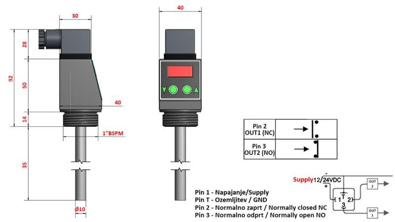 TERMOSTAT S DISPLEJOM XT51V 0-100°C l-50mm