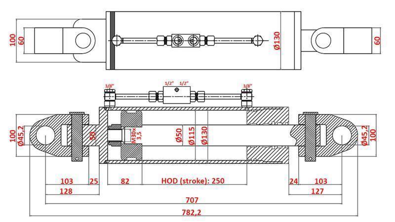 HYDRAULICKÝ ŤAHÁK ŠPECIÁLNY - 4. KATEGÓRIA 115/50-250 (180-380HP)(45.2mm)