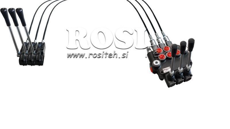 JOYSTICK DOUBLE MANETTE 2 m VANNE HYDRAULIQUE 3xP40 litres