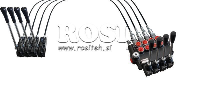 JOYSTICK DOUBLE MANETTE 1 m VANNE HYDRAULIQUE 4xP40 litres