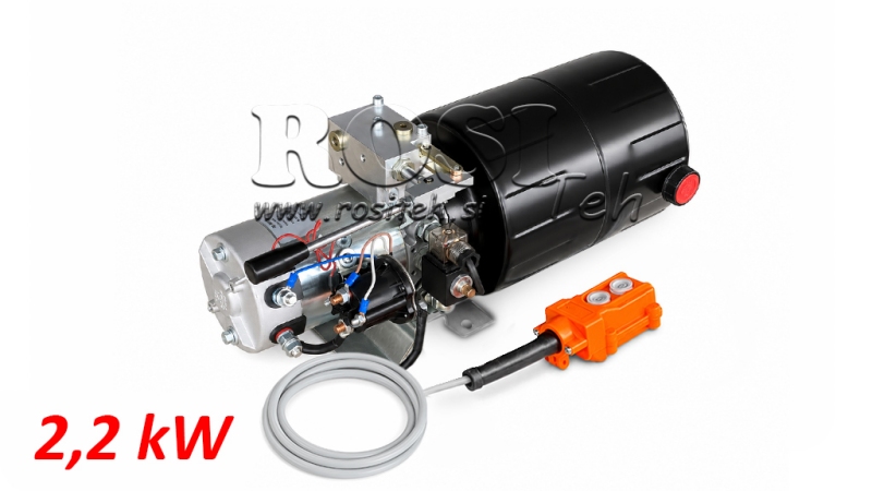 MINI CENTRALE HYDRAULIQUE 24V DC - 2.2kW = 2.1cc - 8 litres - unité monophasée AVEC POMPE MANUELLE