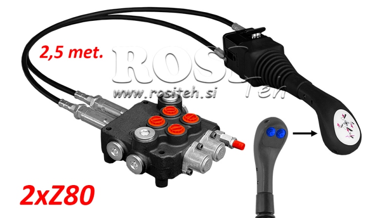 JOYSTICK  2x TIPKA S PLETENICO 2,5 met. IN HIDRAVLIČNI VENTIL 2xZ80 lit.