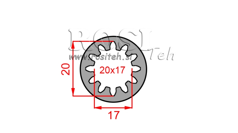 PTO ADAPTER BUSH 20x17 (12 SPLINES) (55 mm)