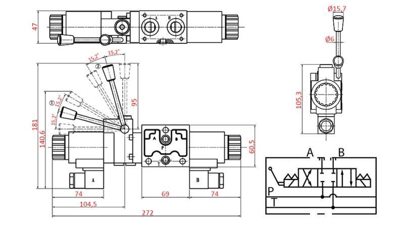 HYDRAULICKÝ MANUÁLNY A ELEKTROMAGNETICKÝ VENTIL YEAT-ZOSTAVA 12V N1