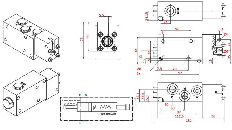 HYDRAULICKÝ PROPORCIONÁLNY VENTIL BRZDY TRAKTORA MECHANICKÝ