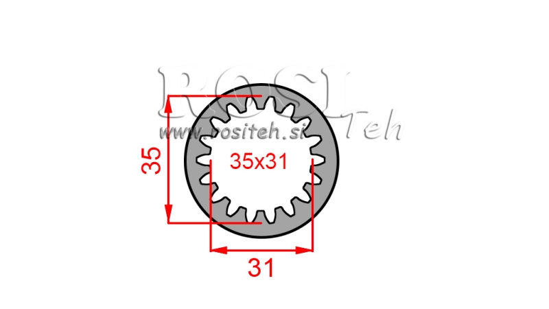 PTO GEAR 35X31 18 TEETH D48 L50