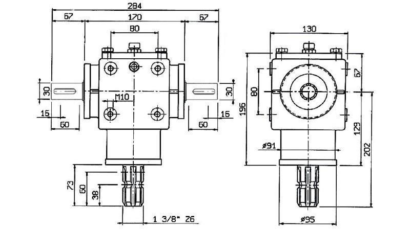 ENGRENAGE D'ANGLE PTO-R20T 1:2 (25HP-18kW)