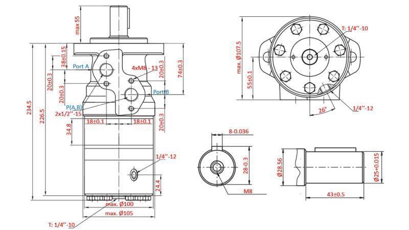HYDROMOTEUR B/MR 200 - AVEC FREIN