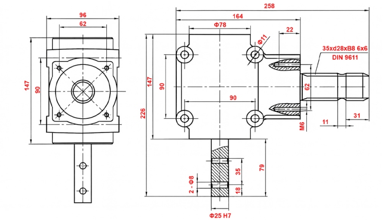 ENGRENAGE ANGLE L-155J 1: 1.14 (16HP-12KW)