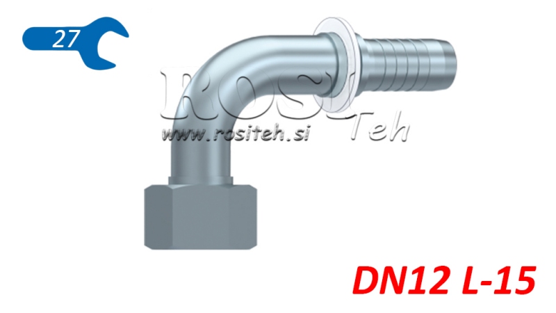 HYDRAULISCHE AANSLUITING DKOL 15 L MET VROUWELIJKE BOCHT 90 DN12-M22X1.5