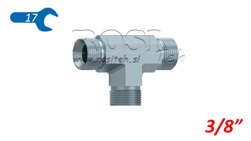 PIÈCE EN T HYDRAULIQUE BSP MALE-MALE 3/8