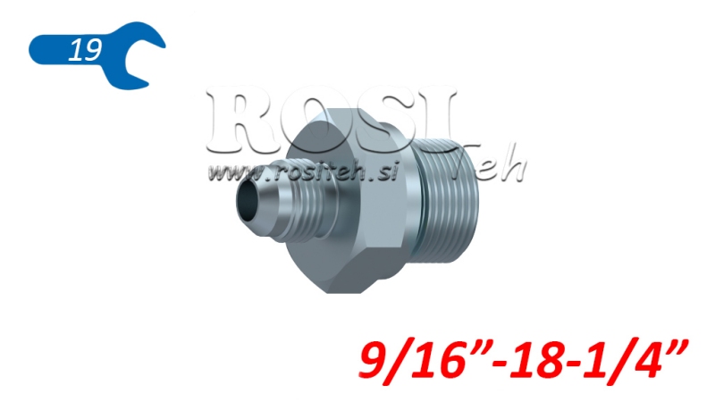 RÉDUCTEUR HYDRAULIQUE 9/16 JIC74°-1/4 GAS