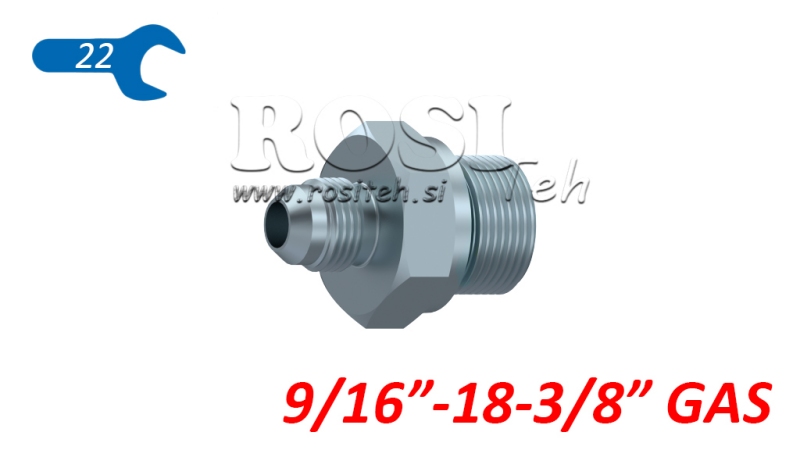 RÉDUCTEUR HYDRAULIQUE  9/16 JIC74°-3/8 GAS