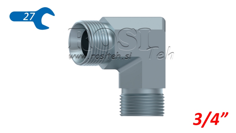 HYDRAULICKÉ KOLENO 90° BSP KRÁTKÉ SAMEC–SAMEC 3/4