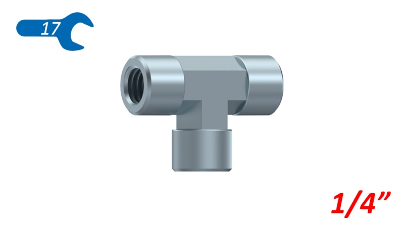 PIÈCE EN T HYDRAULIQUE FEMELLE-FEMELLE 1/4