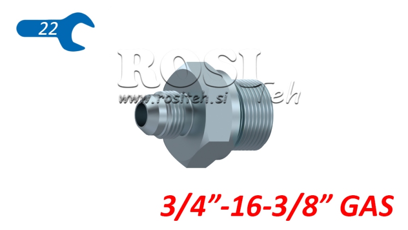 RÉDUCTEUR HYDRAULIQUE 3/4 JIC74°-3/8 GAS