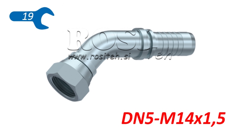 RACCORD HYDRAULIQUE BSP FEMELLE COUDE 45° DN5-M14X1,5