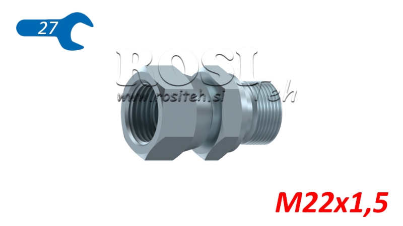 CONNECTEUR DOUBLE HYDRAULIQUE AVEC ÉCROU ROTATIF M22X1,5