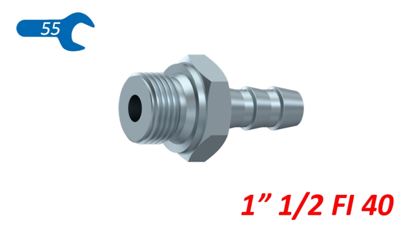 CONNECTEUR MALE HYDRAULIQUE 1 1/2 POUR TUYAU EN CAOUTCHOUC DIAMÈTRE 40