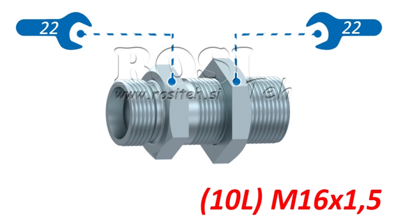 CONNETTORE PASSAPARETE IDRAULICO DOPPIO (10L) M16X1,5