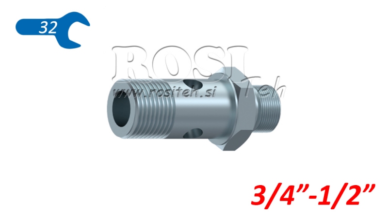 VIS BANJO HYDRAULIQUE BSP 3/4 AVEC FILET ALLONGÉ BSP 1/2