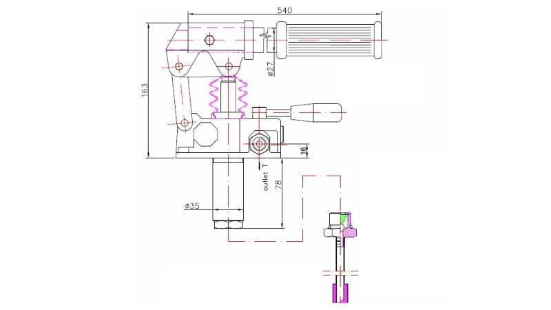 POMPE MANUELLE 25CC -DD- BIDIRECTIONNELLE - dimensions