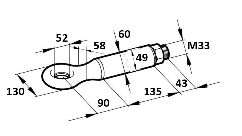  CROCHET DE REMORQUAGE ROTATIF FI52 14000/3000KG