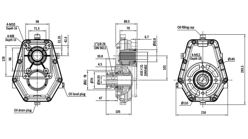 BOITIER MULTIPLICATEUR POUR POMPE HYDRAULIQUE DE GROUPE 3 – 1:3 FEMELLE