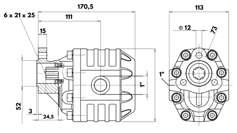 HYDRAULICKÉ LIATINOVÉ ČERPADLO UNI30-43cc-220 bar ĽAVÁ