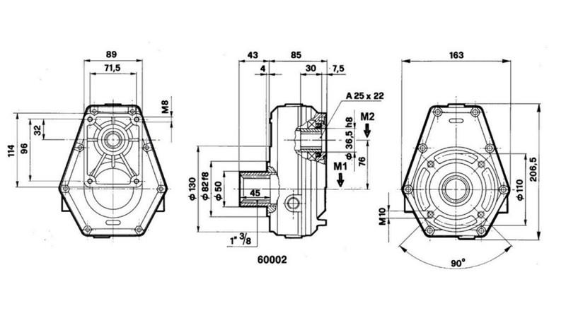 BOITIER MULTIPLICATEUR POUR POMPE HYDRAULIQUE DE GROUPE 2 – 1:3 FEMELLE