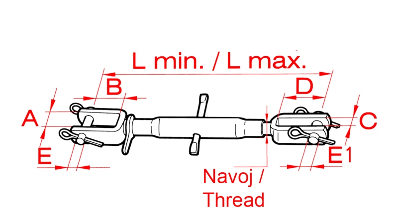 CHANDELLE DE RELEVAGE CHAPE/CHAPE FILETÉE 380/530
