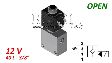 ELECTROVANNE A CLAPET 2/2 NORMALEMENT OUVERTE 3/8