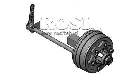 ESSIEU AVEC FREINS 3.600 KG L.250 MM