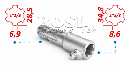 P.T.O. ADAPTER MET PIN van 1”3/8 tot 1”1/8