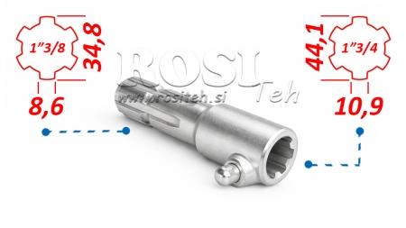 P.T.O. ADAPTER MET PIN van 1”3/4 naar 1”3/8