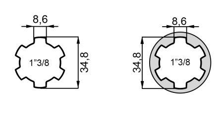 P.T.O. ADAPTÉR S PÍNEM od 1”3/8 do 1”3/8