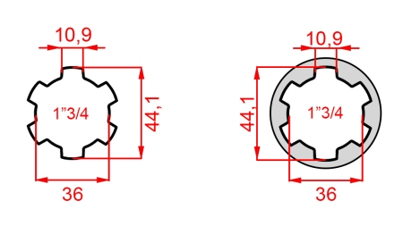 ADAPTOR CARDANIC CU ȘTIFT DE LA 1-3/4 LA 1-3/4 (165 mm)
