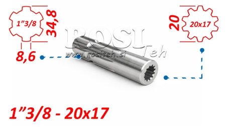 PTO ADAPTER FROM 20x17 (12 SPLINES) TO 1-3/8 (120 mm)