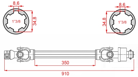 ALBERO CARDANICO ECO 910mm 30-75HP CON RUOTA LIBERA