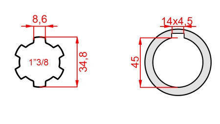 KARDAN ADAPTER 1-3/8 - GAT fi 45 mm (180 mm)