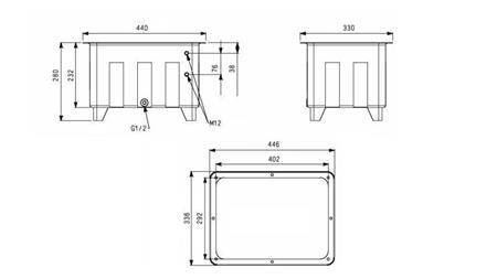 RÉSERVOIR POUR AGRÉGAT HYDRAULIQUE TYPE MPN 25 LIT - dimensions