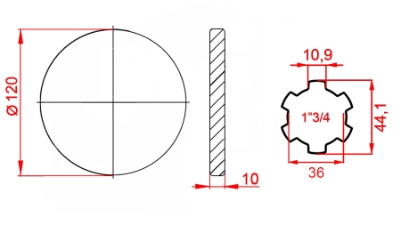 ADATTATORE CARDANICO CON FLANGIA 1-3/4 (120 mm)