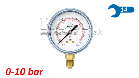 MANOMETER DN63 VERTICAL 0 - 10 BAR - 1/4