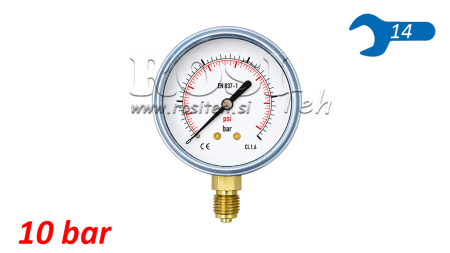 MANOMETER DN63 VERTICAL 0 - 10 BAR - 1/4