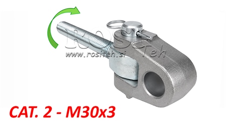 GOUPILLE FILETEE SPECIALE POUR BARRE DE POUSSEE/ 3ÈME POINT - CAT. 2 - M30X3