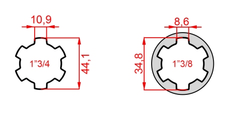 КАРДАНЕН АДАПТЕР ОТ 1-3/8 КЪМ 1-3/4 (150 mm)