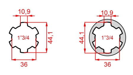 ADAPTATEUR CARDAN DE 1-3/4 À 1-3/4 (165 mm)
