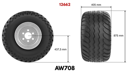 400/60-15,5 PNEU AW708 (16 PR) AVEC JANTE 13,00 x 15,5