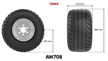 19,0/45-17 PNEU AW708 (14 PR) AVEC JANTE 16,00 x 17