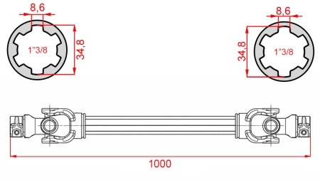 ALBERO CARDANICO CERTIFICATO CE PROFI LINE CAT.4 LUNGHEZZA 1000mm